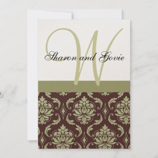 Invitación a la boda en monograma dorado y en dama