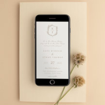 Invitación a la boda en monograma Escudo botánico