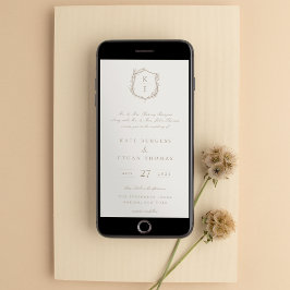 Invitación a la boda en monograma Escudo botánico