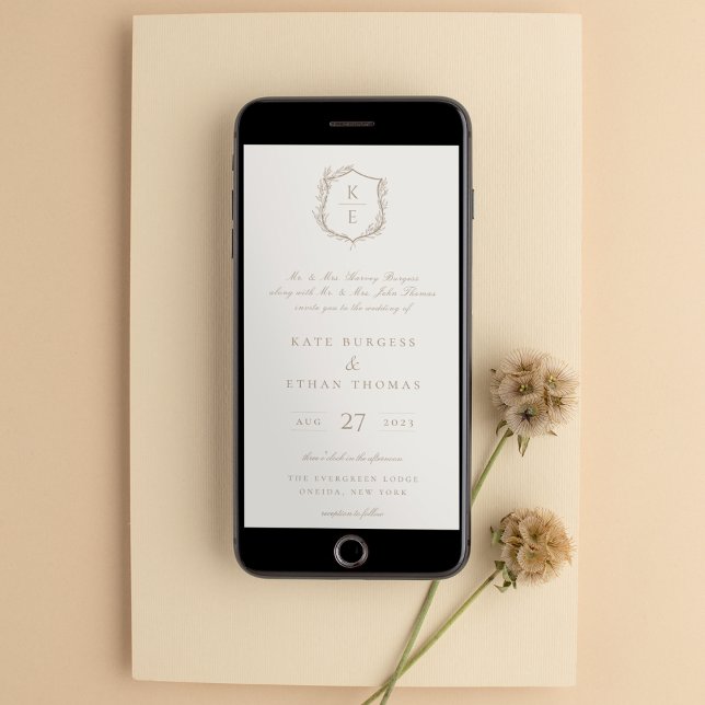 Invitación a la boda en monograma Escudo botánico (Subido por el creador)