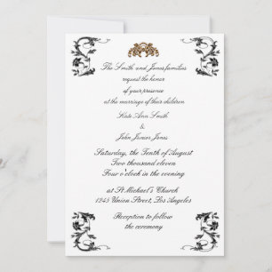 Invitación a la boda en monograma giratorio dorado