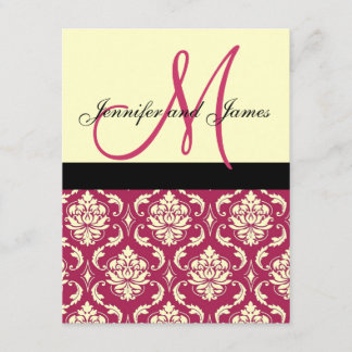 Invitación a la boda en monograma marfil-damasco r