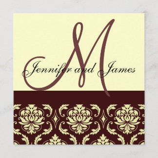 Invitación a la boda en monograma marrón marrón