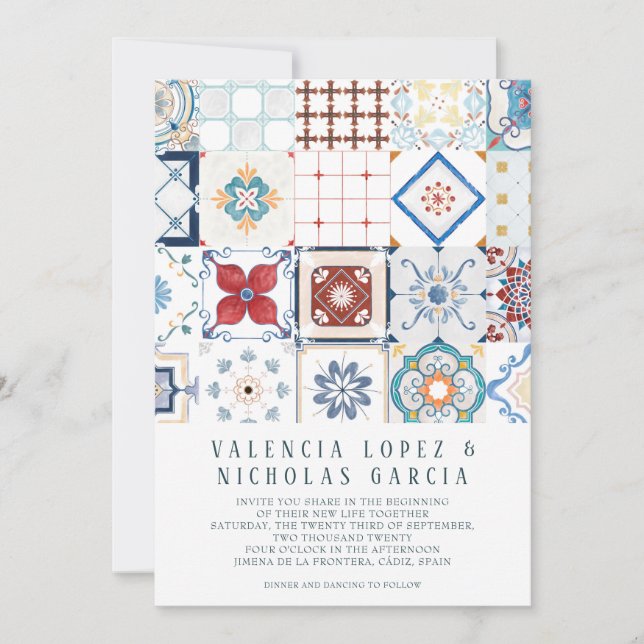 Invitación a la boda en mosaico en España (Anverso)