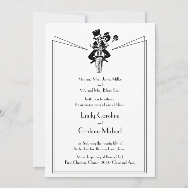 Invitación a la boda en motocicleta (Anverso)