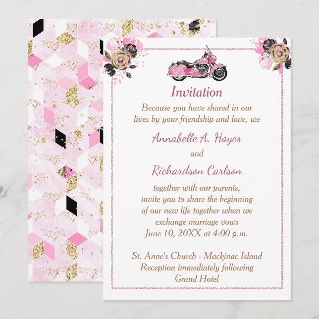 Invitación a la boda en motocicleta (Anverso / Reverso)