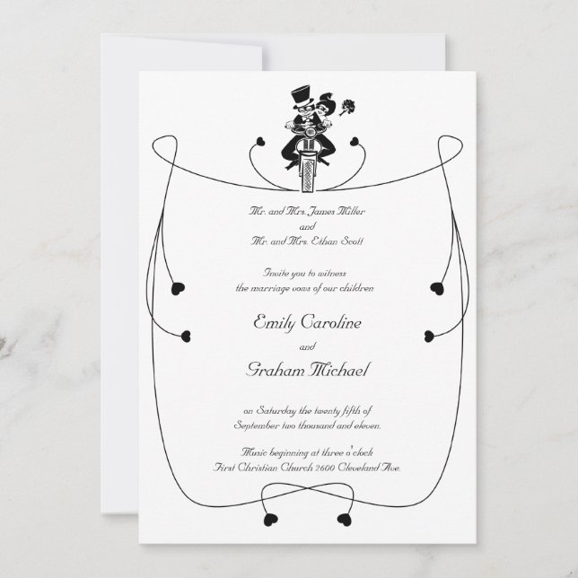 Invitación a la boda en motocicleta (Anverso)