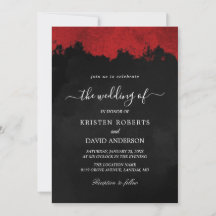 invitación a la boda en negro y rojo