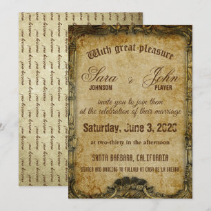 Invitación a la boda en papel antiguo de Vintage B