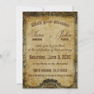 Invitación a la boda en papel viejo y marrón