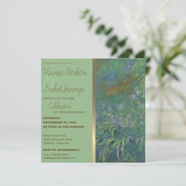 Invitación a la boda en pareja de follaje pintado  (Anverso de pie)