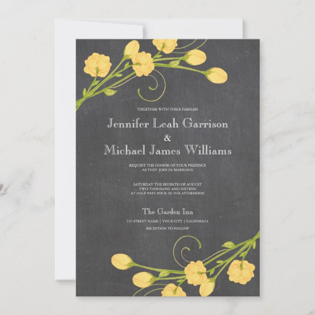 Invitación a la boda en pizarra para rosas del jar (Anverso)