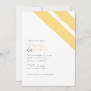 Invitación a la boda en rayas amarillas y grises