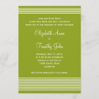 Invitación a la boda en rayas verdes y blancas