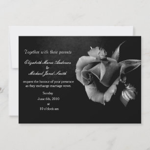 Invitación a la boda en rosa blanca y negra