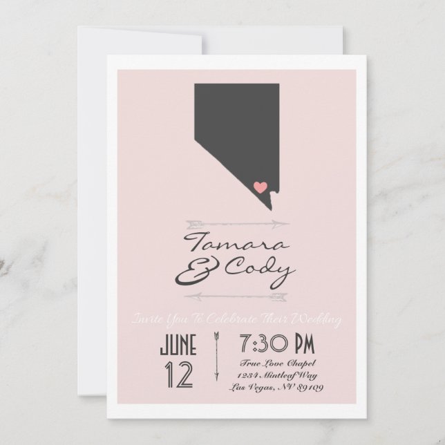 Invitación a la boda en Rubor Las Vegas y Nevada (Anverso)