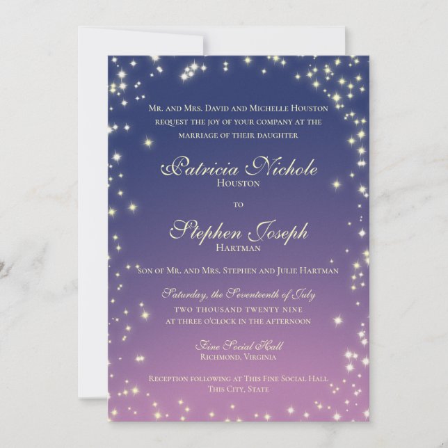 Invitación a la boda en Sky Twinkle por las estrel (Anverso)