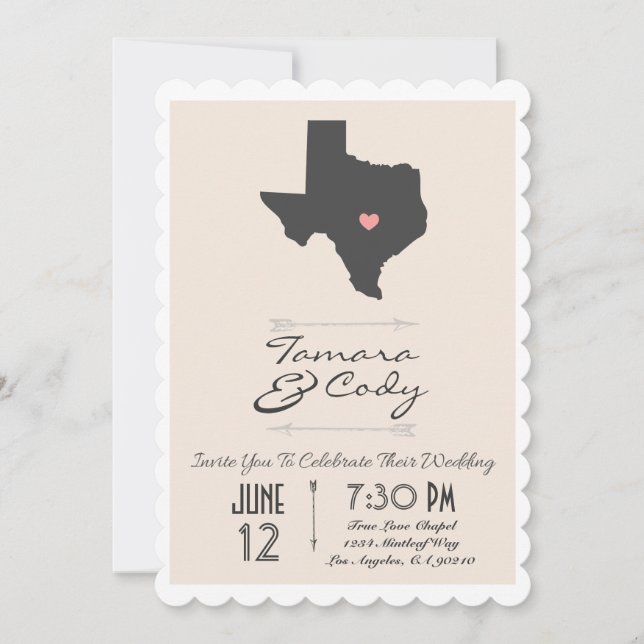 Invitación a la boda en Texas de Tan Beige (Anverso)