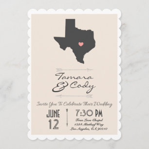 Invitación a la boda en Texas de Tan Beige