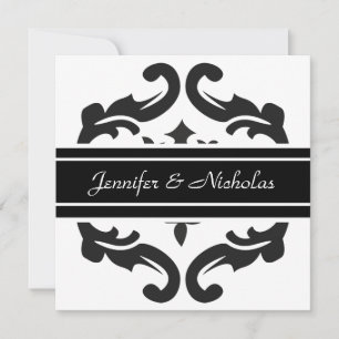 Invitación a la boda en un elegante Damasco blanco