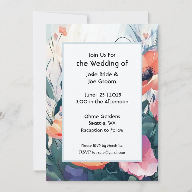 Invitación a la boda en un jardín encantado (Anverso)