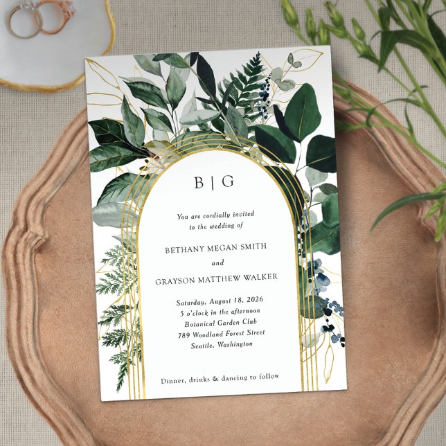 Invitación a la boda en un jardín moderno con arco (Subido por el creador)