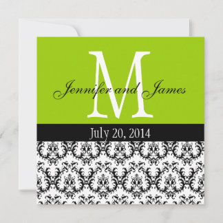 Invitación a la boda en un monograma Apple Green