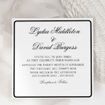 Invitación a la boda en un monograma elegante blan