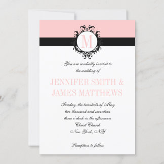 Invitación a la boda en un monograma rosa Rubor