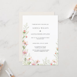 Invitación a la boda en un suave romántico,