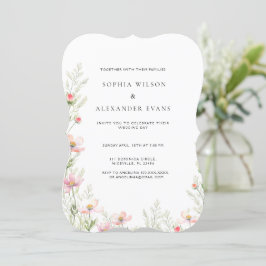 Invitación a la boda en un suave romántico,