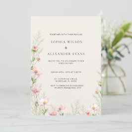 Invitación a la boda en un suave romántico,