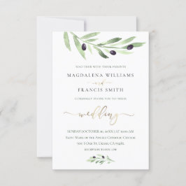 invitación a la boda en una rama de olivo
