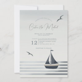 Invitación a la boda en velero costero náutico