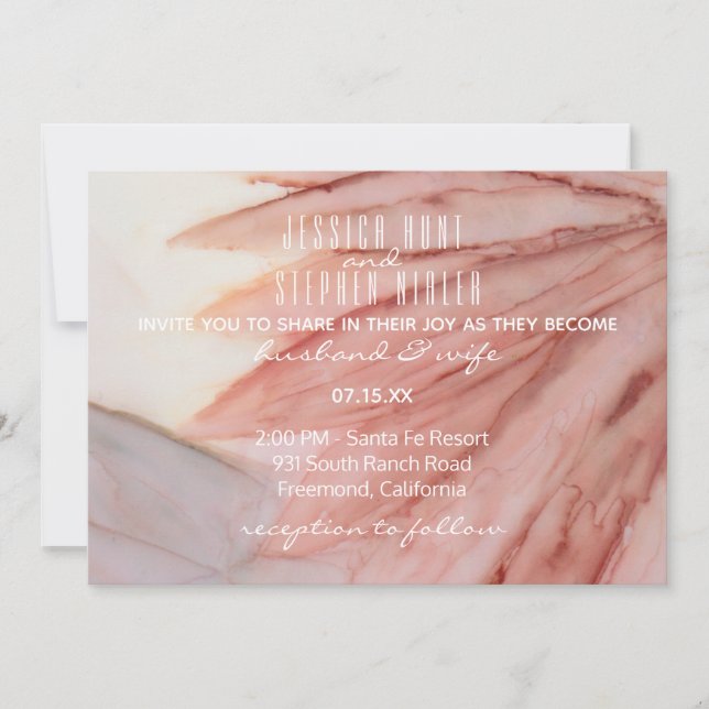 Invitación a la boda encantadora en rosa y lavanda (Anverso)