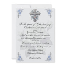 Invitación a la boda entre cristianos y Rosas azul
