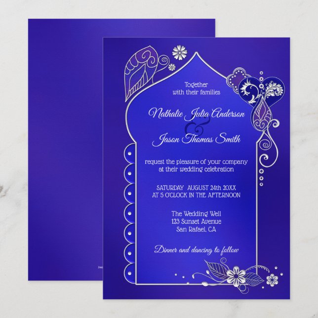Invitación a la boda entre Henna Mehndi y el morad (Anverso / Reverso)