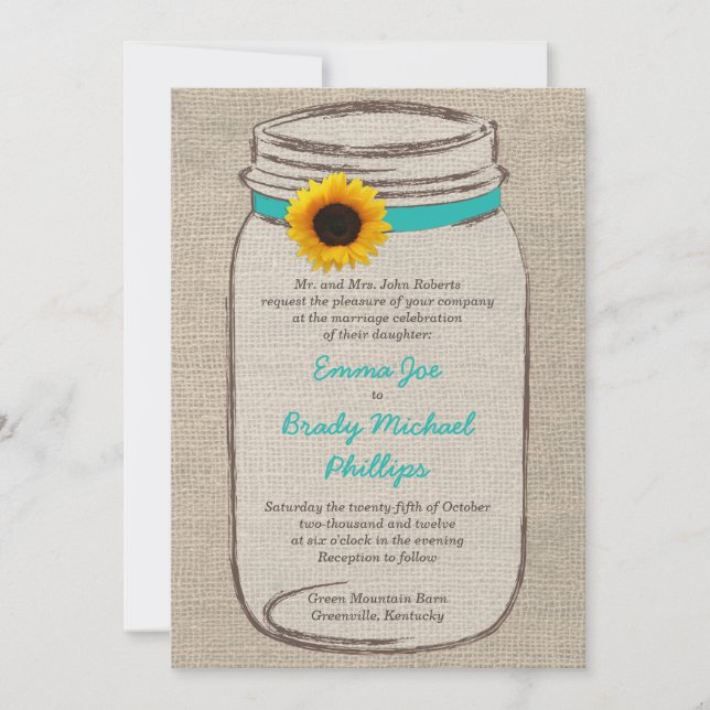Invitación a la boda entre marmotas y girasoles (Anverso)