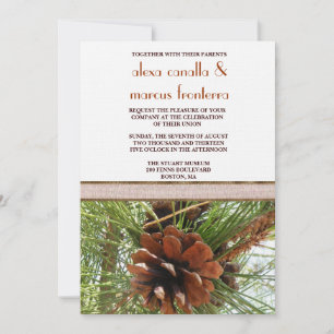Invitación a la boda - Escena de conos Evergreen y