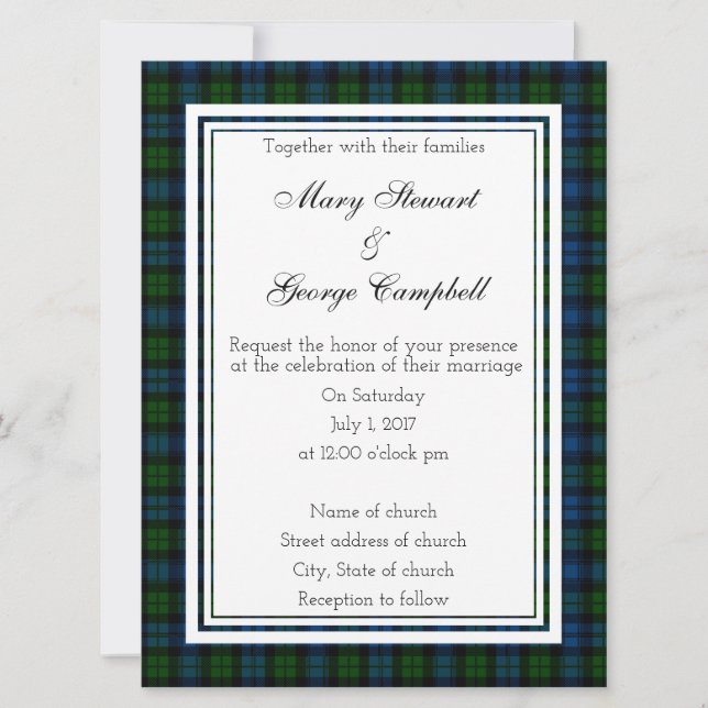 Invitación a la boda escocesa Campbell (Anverso)