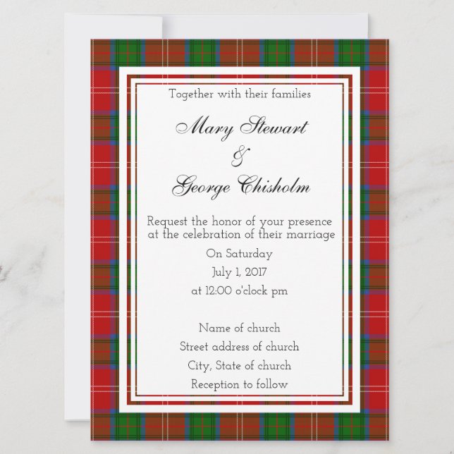 Invitación a la boda escocesa de Chisholm (Anverso)