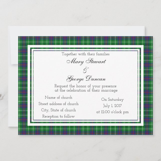 Invitación a la boda escocesa de Duncan (Anverso)