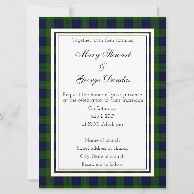 Invitación a la boda escocesa de Dundas (Anverso)