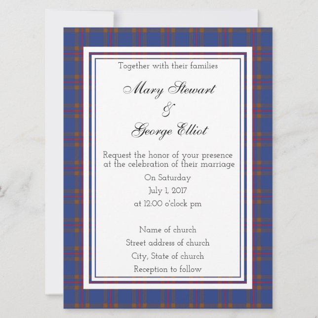 Invitación a la boda escocesa de Elliot (Anverso)