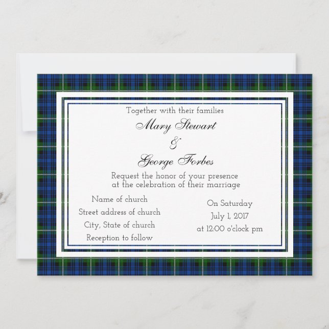 Invitación a la boda escocesa de Forbes (Anverso)