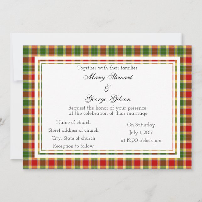 Invitación a la boda escocesa de Gibson (Anverso)