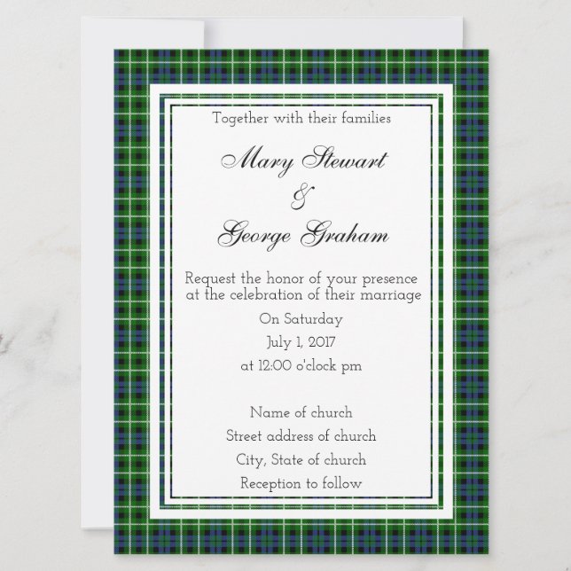 Invitación a la boda escocesa de Graham (Anverso)
