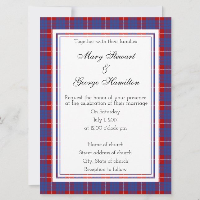 Invitación a la boda escocesa de Hamilton (Anverso)