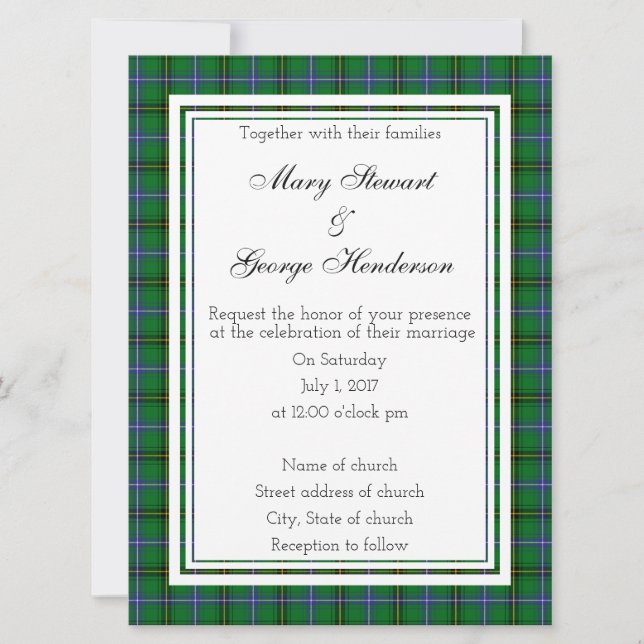 Invitación a la boda escocesa de Henderson (Anverso)
