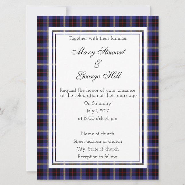 Invitación a la boda escocesa de Hill (Anverso)